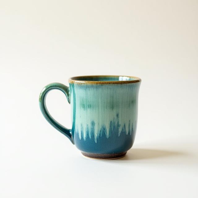 Wheel-thrown mok met turquoise glazuur